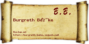 Burgreth Béke névjegykártya